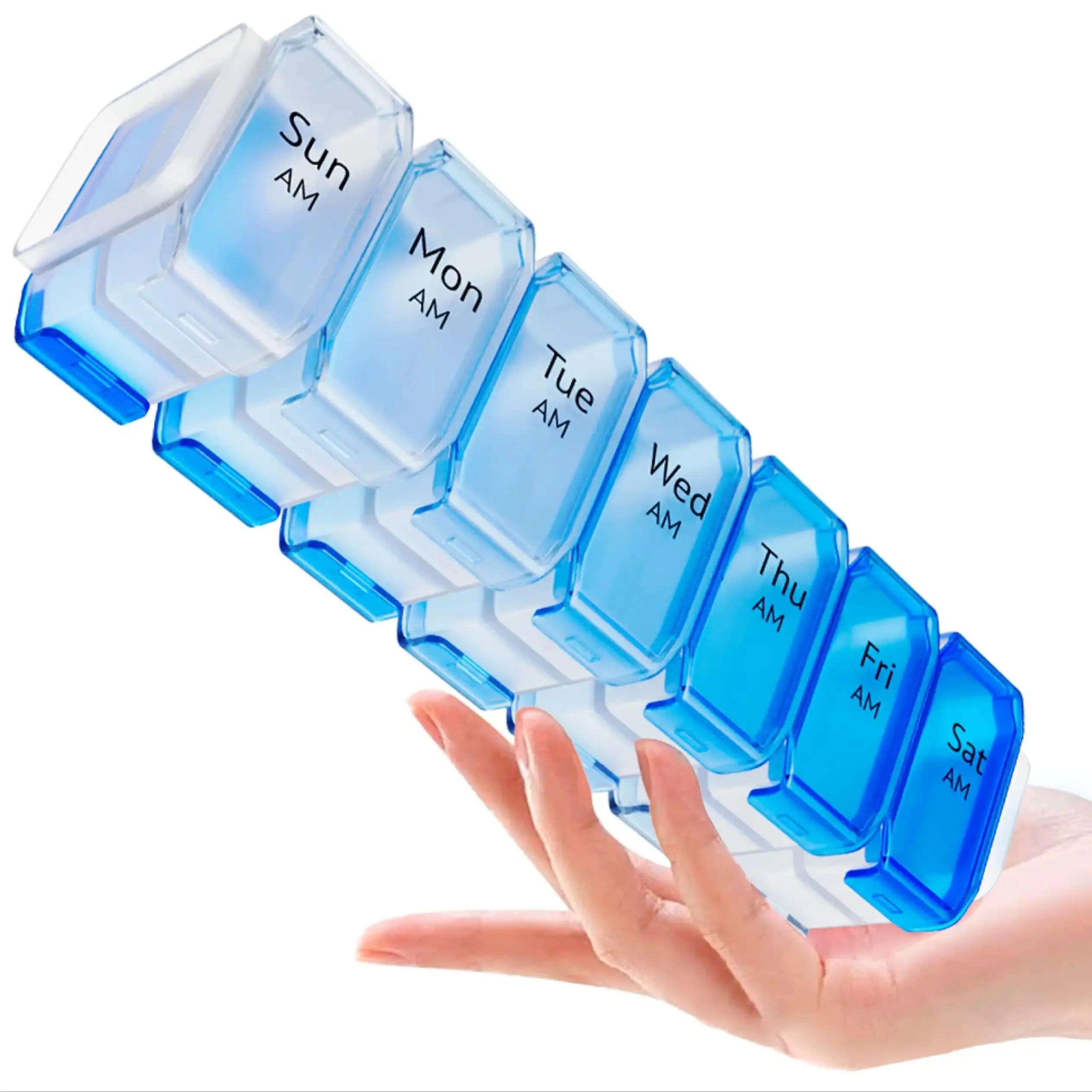 Extra Large Pill Organizer- XXL Pill Box for 7 or 14-Day - Weekly Pill Organizer with AM PM Large Compartments Big Pill Case