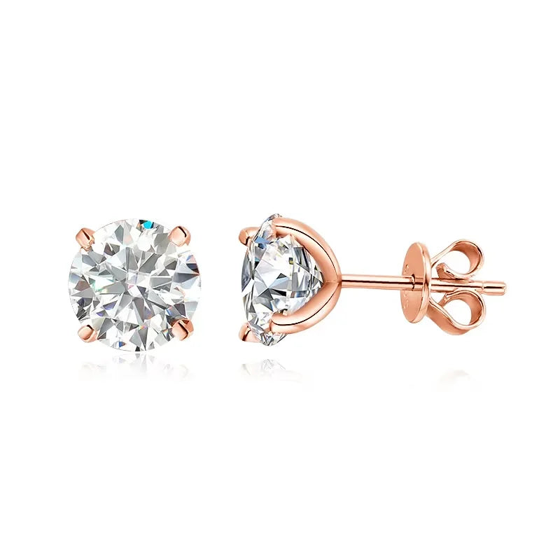 Smyoue D Color Moissanite Stud Earrings — 925 Sterling Silver 18K Rose Gold Plated | 0.1CT–5CT | Classic Wedding Jewelry