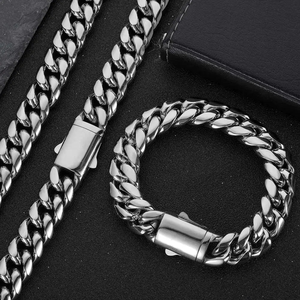 Stainless Steel Cuban Link Necklace or Bracelet – 8–14mm