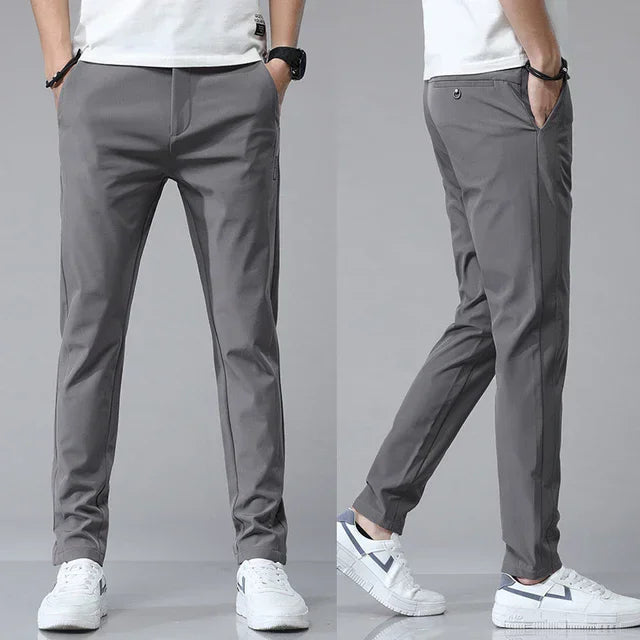 CHOLYL Men's Ultra-Thin Stretch Slim Straight Casual Pants — Breathable Polyester Golf Sports Trousers | Spring Summer | 5 Colors | Waist 28–38