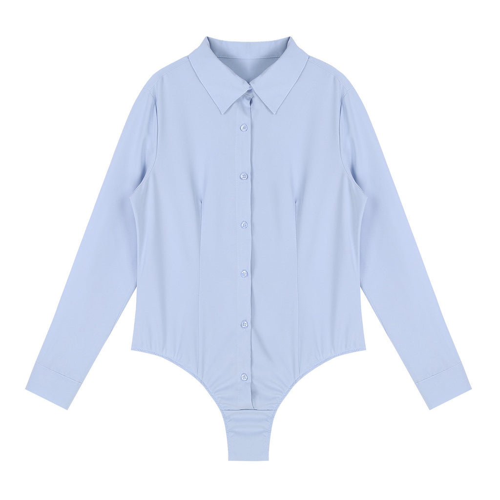 Women's Long Sleeve Bodysuit Shirt – Slim Fit Office Blouse Leotard Top