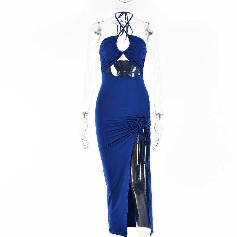 Women's Sleeveless Backless Bodycon Midi Dress – Slim Night Out & Club Dress