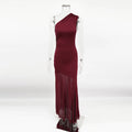 Off-Shoulder Sheer Backless Floor-Length Dress