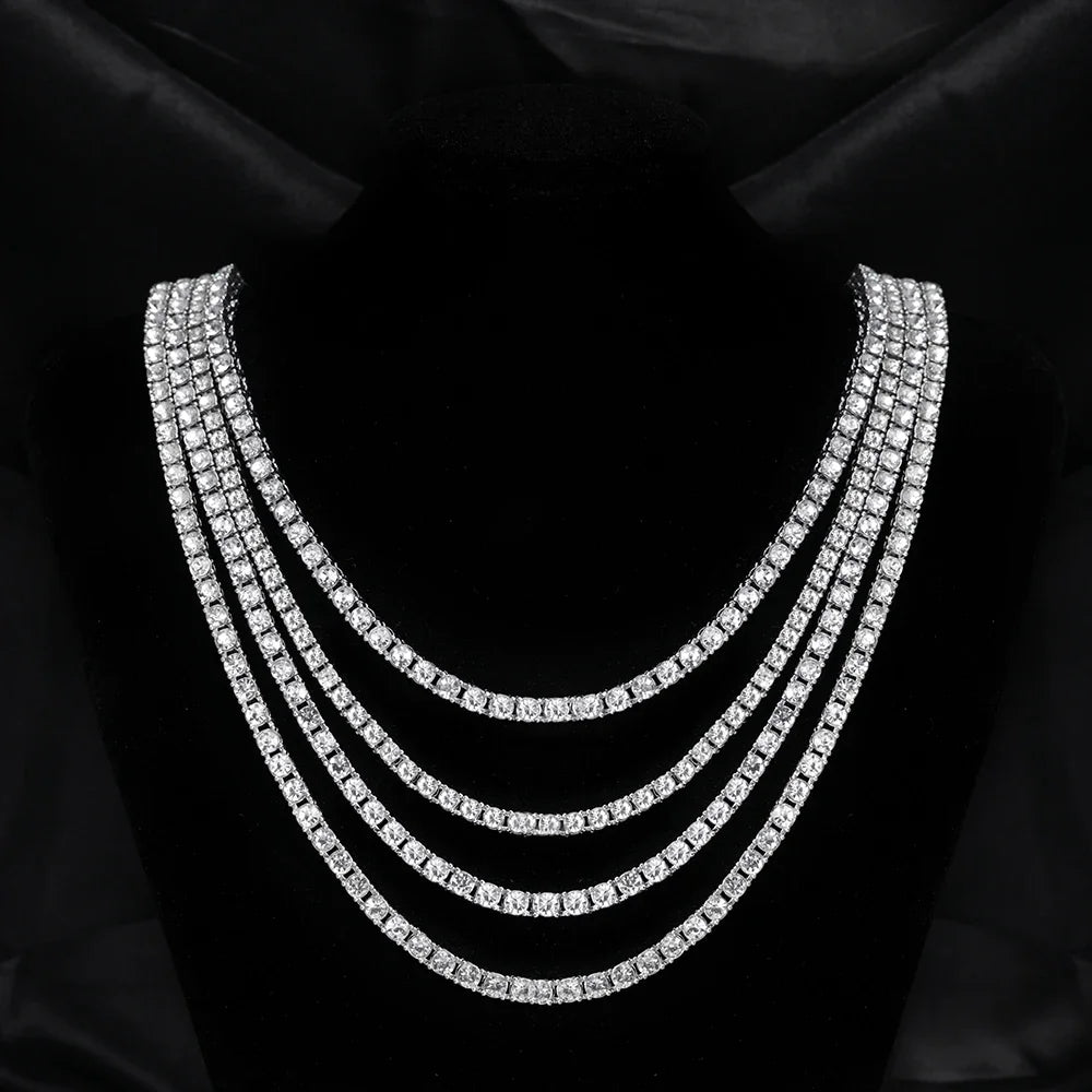 Iced Out Tennis Chain Necklace & Bracelet — 4mm or 5mm, Gold or Silver Tone | Unisex