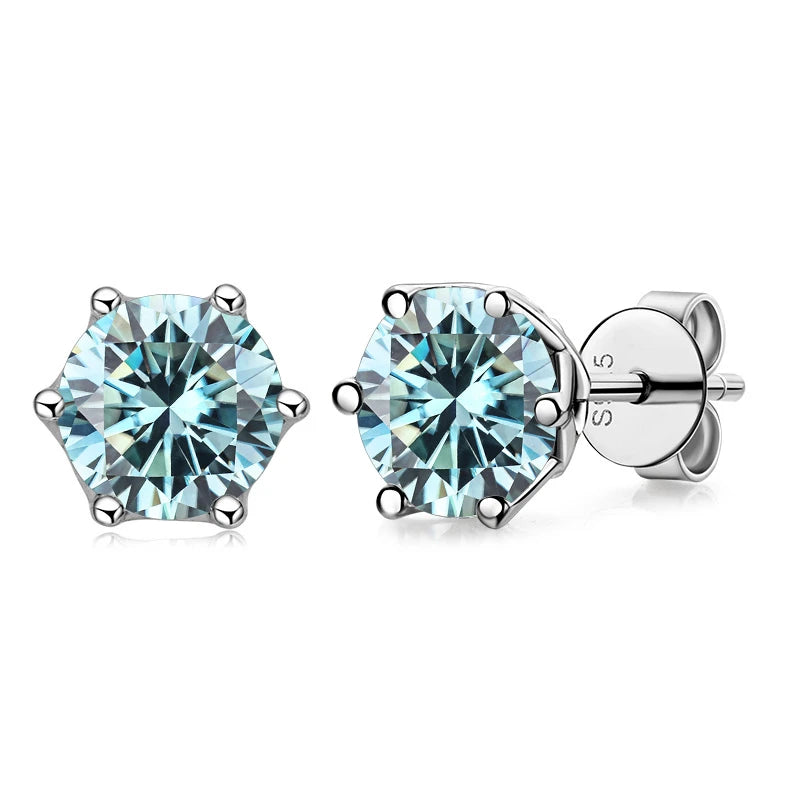 JoyceJelly VVS D Color Moissanite Stud Earrings — Russian Cut 8H8A | 925 Sterling Silver | 0.5CT–2CT | 20+ Colors