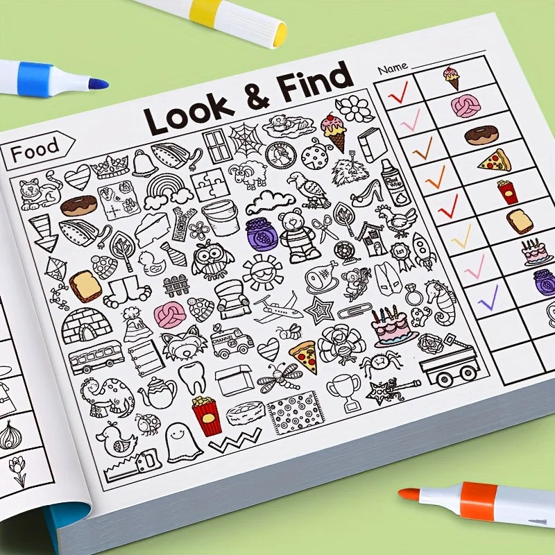 Children's Hidden Object Coloring Book, Includes 100+ Search and Coloring Activities - Interactive Search and Coloring Activity Workbook, Suitable for School, Home, Travel - Educational Puzzle Book, Coloring Practice Book, Ea