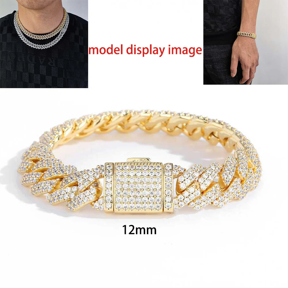 Iced Out CZ Cuban Link Chain — 10mm–20mm | Gold & Silver | Bracelet & Necklace | Men's Hip Hop Jewelry