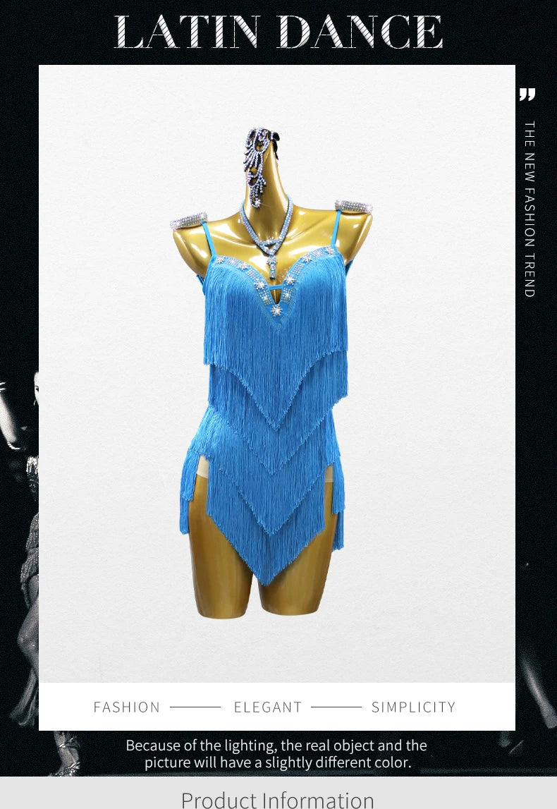 Dress For Dancing Female Dance Suit Evening Dress Latin Competition Costume 2026 Elegant Party Wear Sports Fringed Clothes