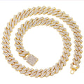 14mm Iced Out Cuban Link Chain — Prong-Set Choker & Bracelet, Gold or Silver Tone | Unisex