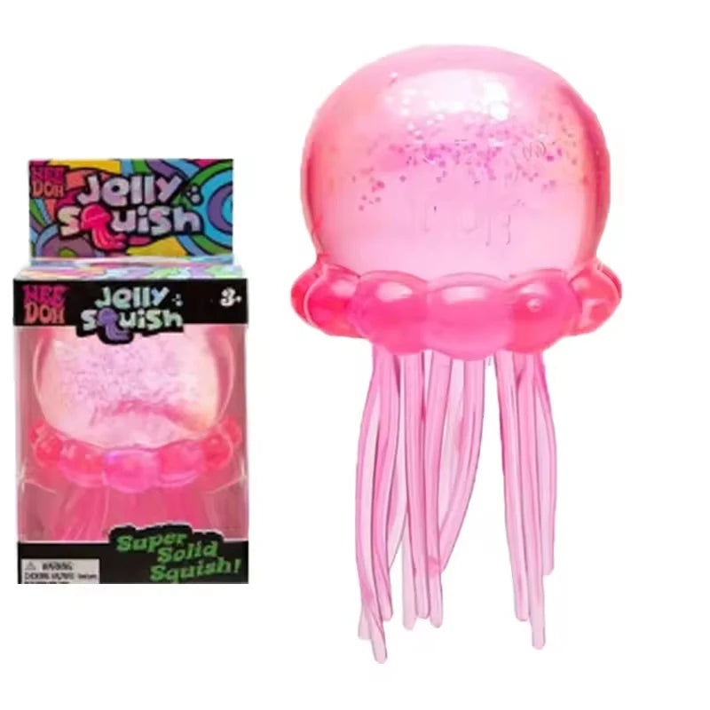 Trending Nee Doh Jellyfish & Cube Squish Toy, Soft Jelly Squeeze Stress Relief Fidget Toy, Sensory NeeDoh for Kids & Adults New