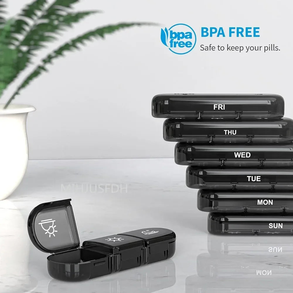 7 Day Weekly Pill Organizer 28 Grids 4 Times Daily Portable Stylish Business Bag Pill Box for Men Women Medicine Vitamin Storage