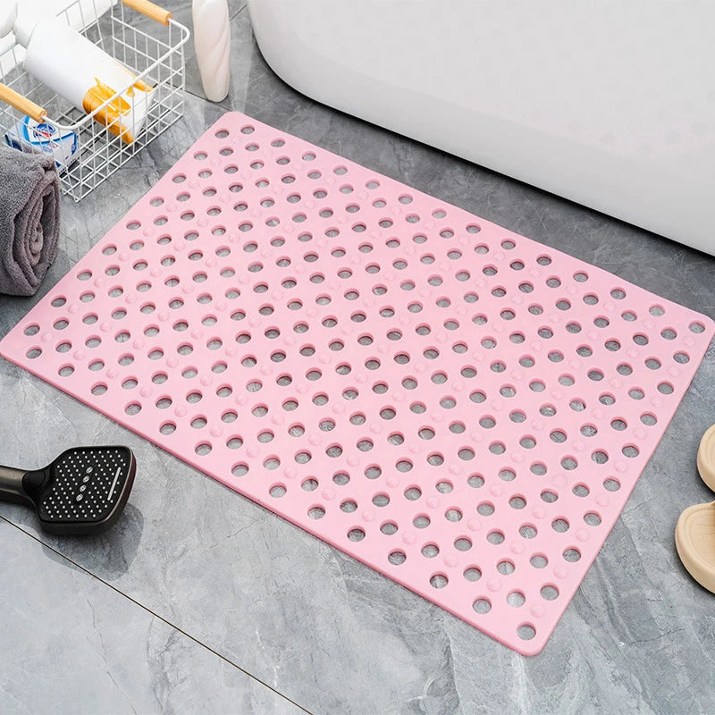 Slip Anti Mould Rubber Anti Slip Bath Mat With Drain Holes Machine Washable Antibacterial Resistant Shower Mat For Shower Or Tub