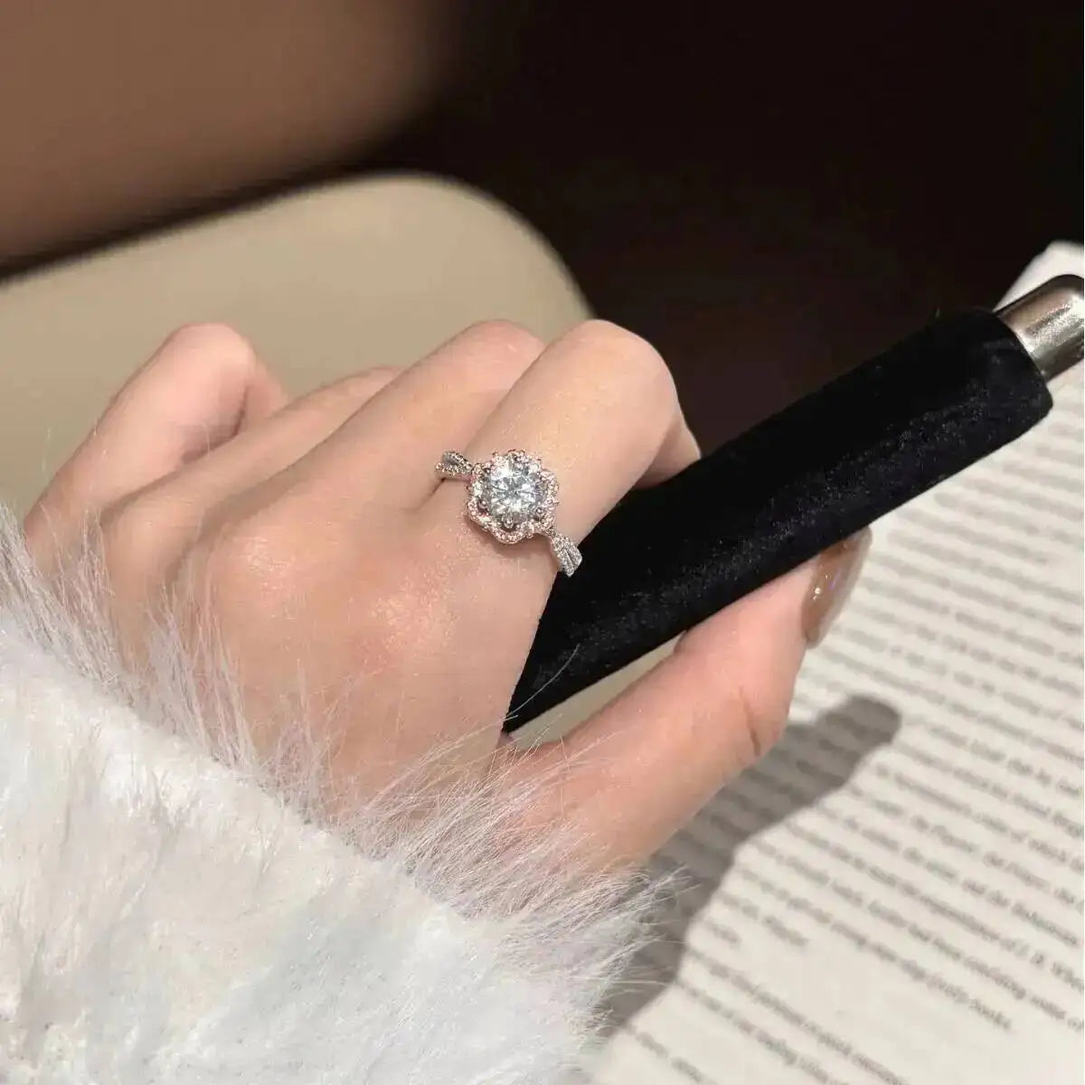 925 Sterling Silver 1ct Moissanite Halo Ring — GRA Certified, 12 Colours | Sizes 5–9