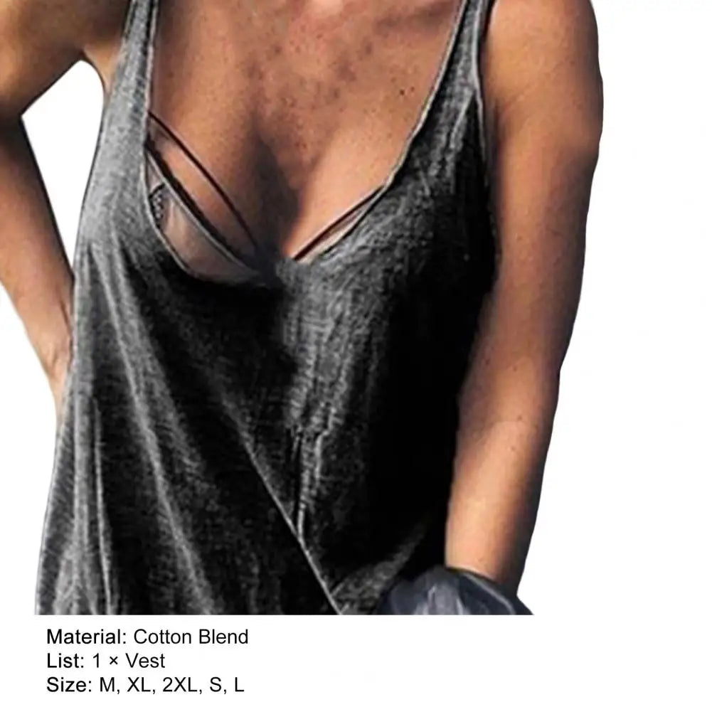 Women's U-Neck Sleeveless Loose Vest Top – Casual Solid Color Summer Cami
