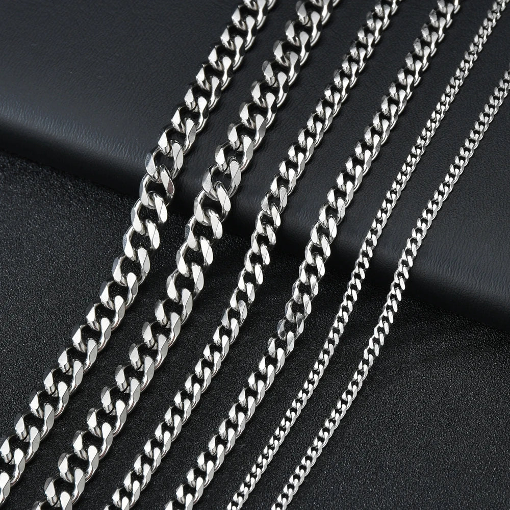 Stainless Steel Cuban Link Chain — 3, 5 or 7mm in Black, Gold or Silver Tone | 40/50/60cm, Unisex