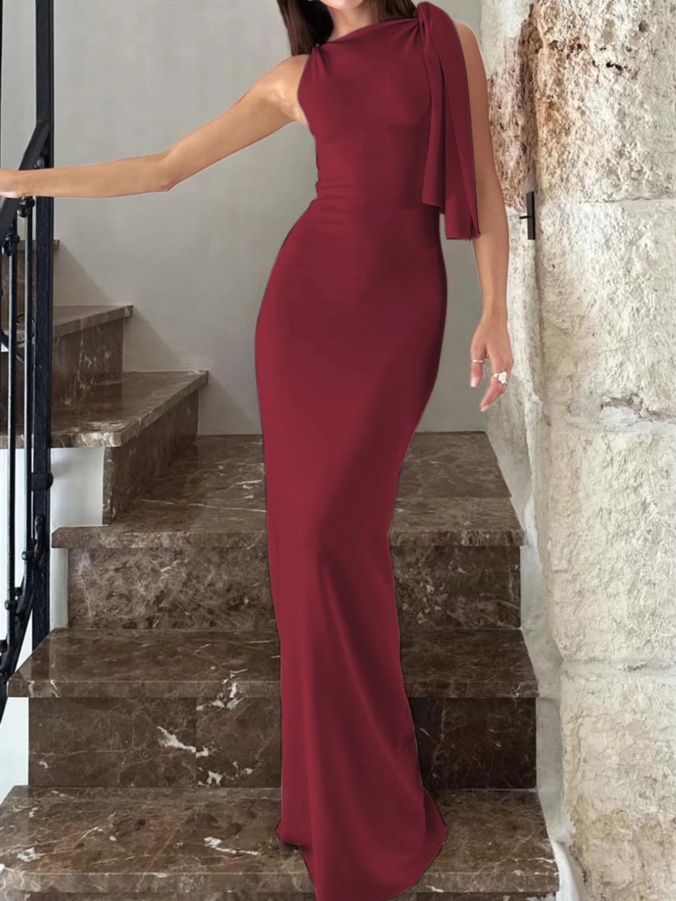 Hugcitar Solid Patchwork Bodycon Maxi Dress — O-Neck Sleeveless | Club Party Festival | Y2K | XS–L