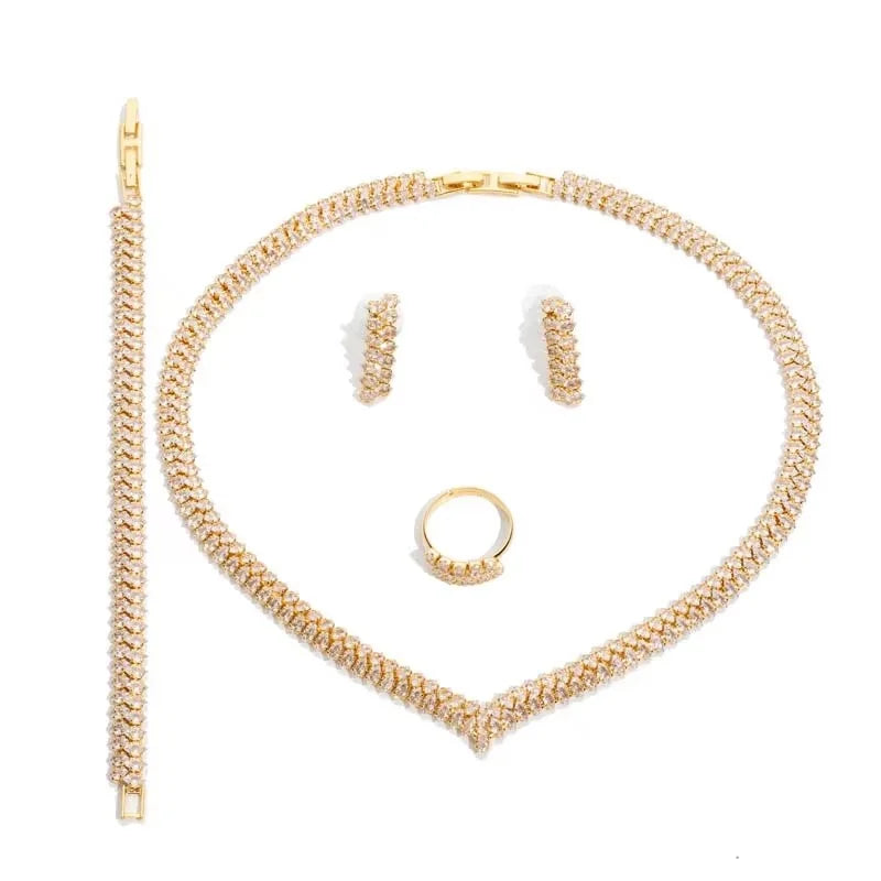 Jewelry Sets HADIYANA Romantic Sweet Wedding Jewelry Necklace Bracelet Ring Earrings BN9296 Dress Accessories