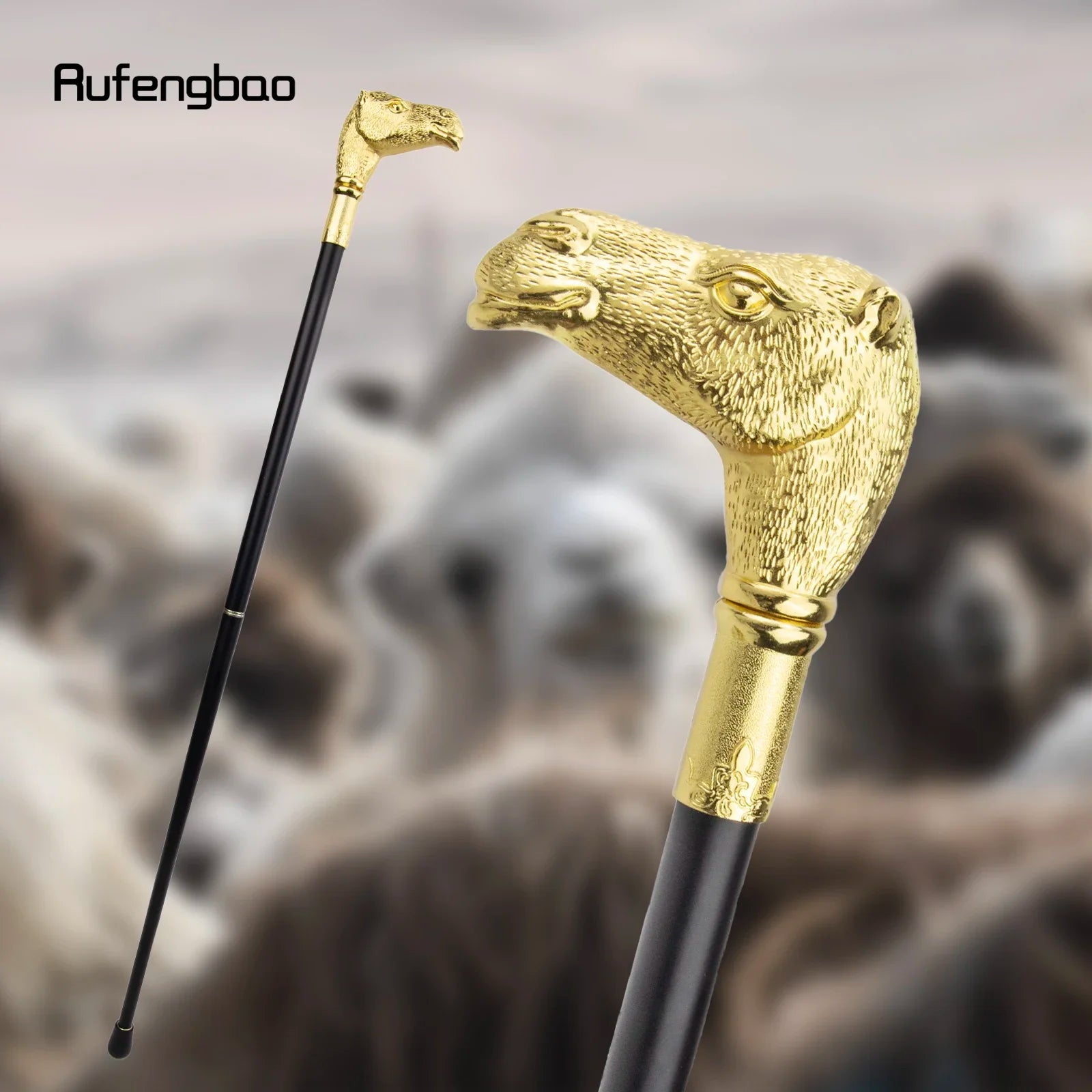 Golden Camel Head Walking Cane  Decorative Cane For Halloween For Cosplay And Parties, For Cosplay & Party