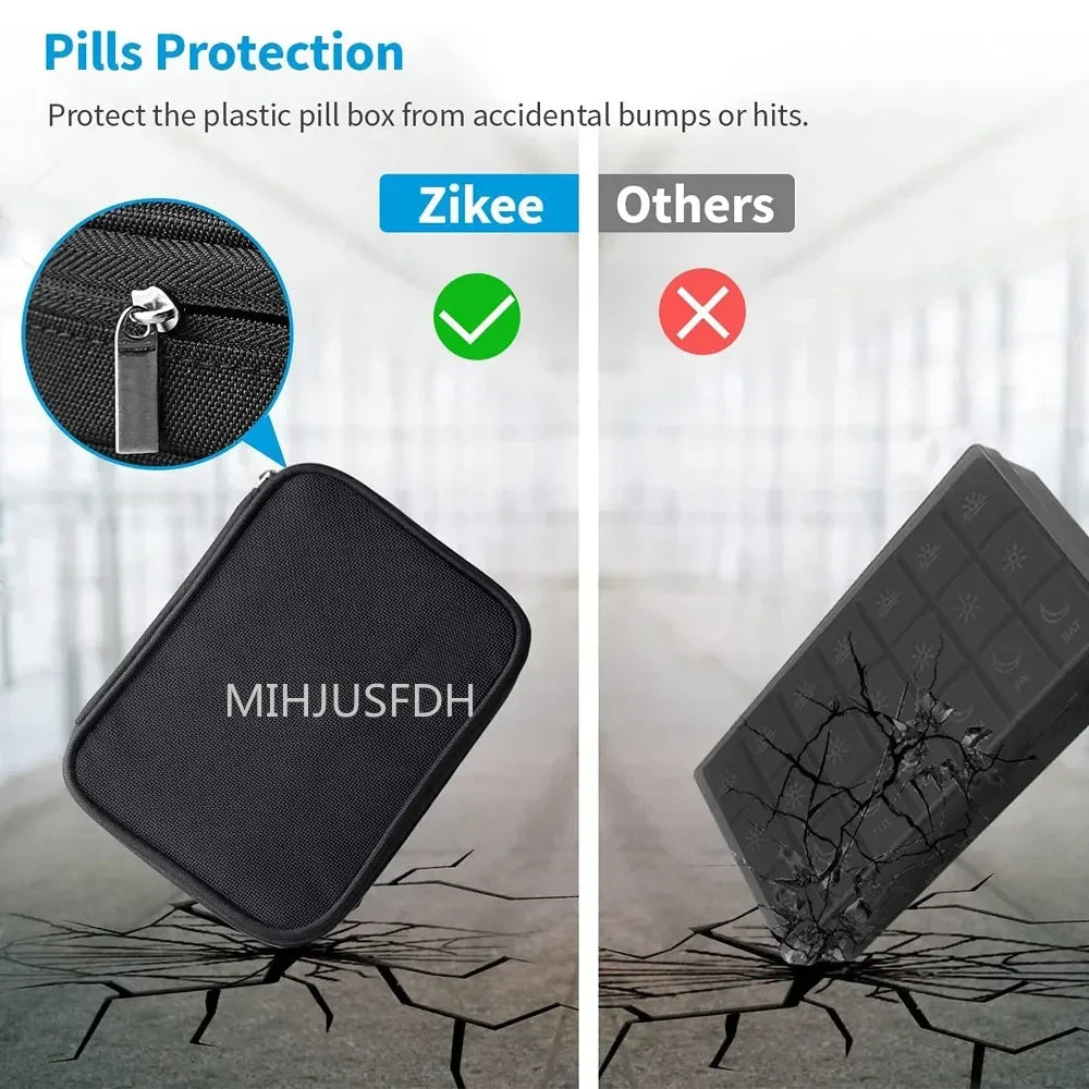 7 Day Weekly Pill Organizer 28 Grids 4 Times Daily Portable Stylish Business Bag Pill Box for Men Women Medicine Vitamin Storage
