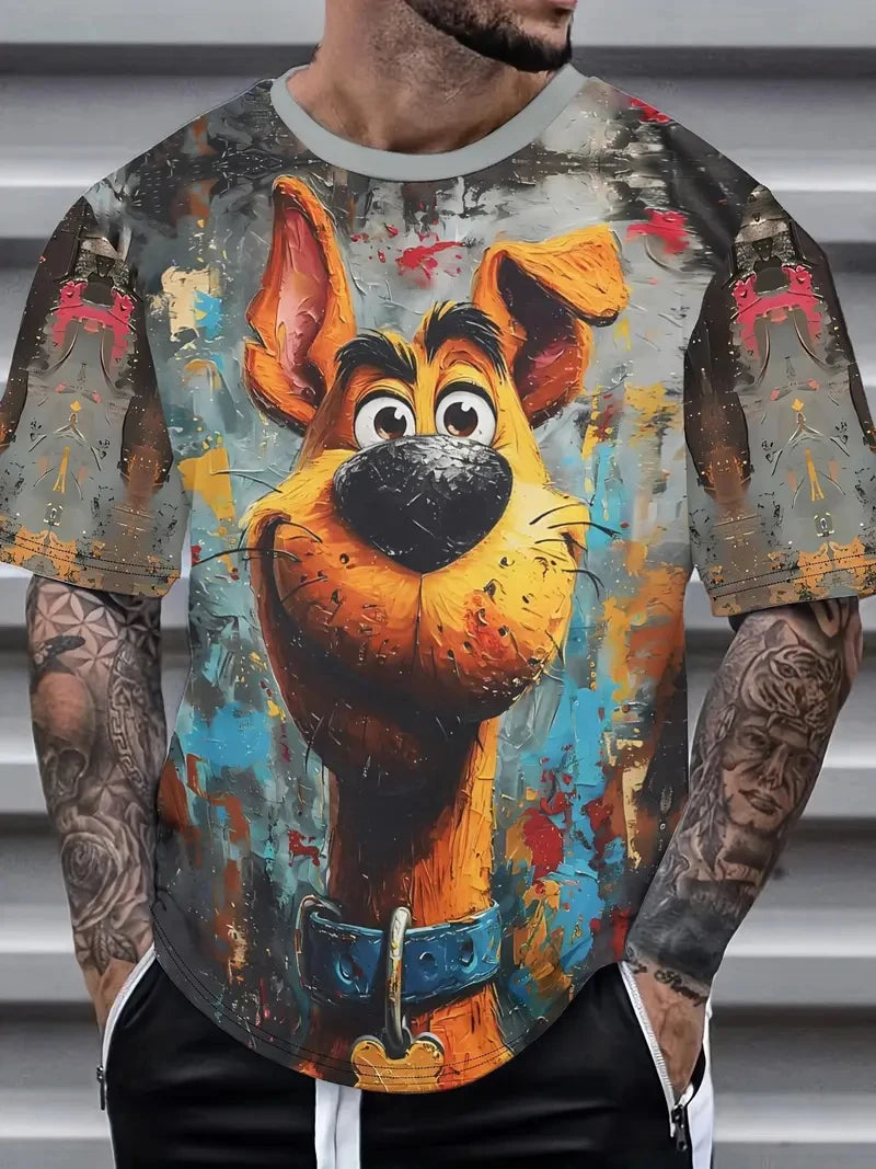 Men's fashion T-shirts interesting pattern 3D printing T-shirts casual graffiti short-sleeved T-shirts men's round neck T-shirts