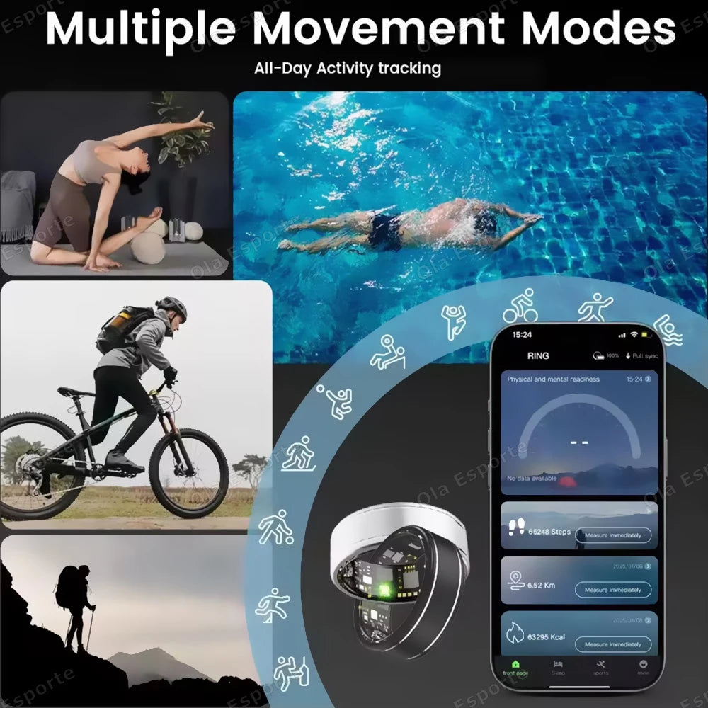 New Blood Pressure Sleep Health Monitor Smart Ring Sport Remote Camera smartring IP68 Waterproof Care for family Rings Men Women