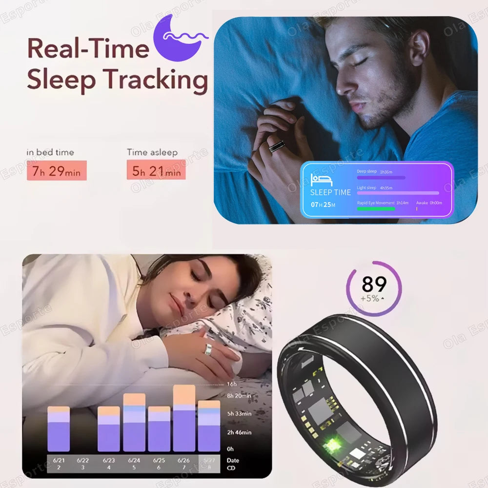 New Blood Pressure Sleep Health Monitor Smart Ring Sport Remote Camera smartring IP68 Waterproof Care for family Rings Men Women