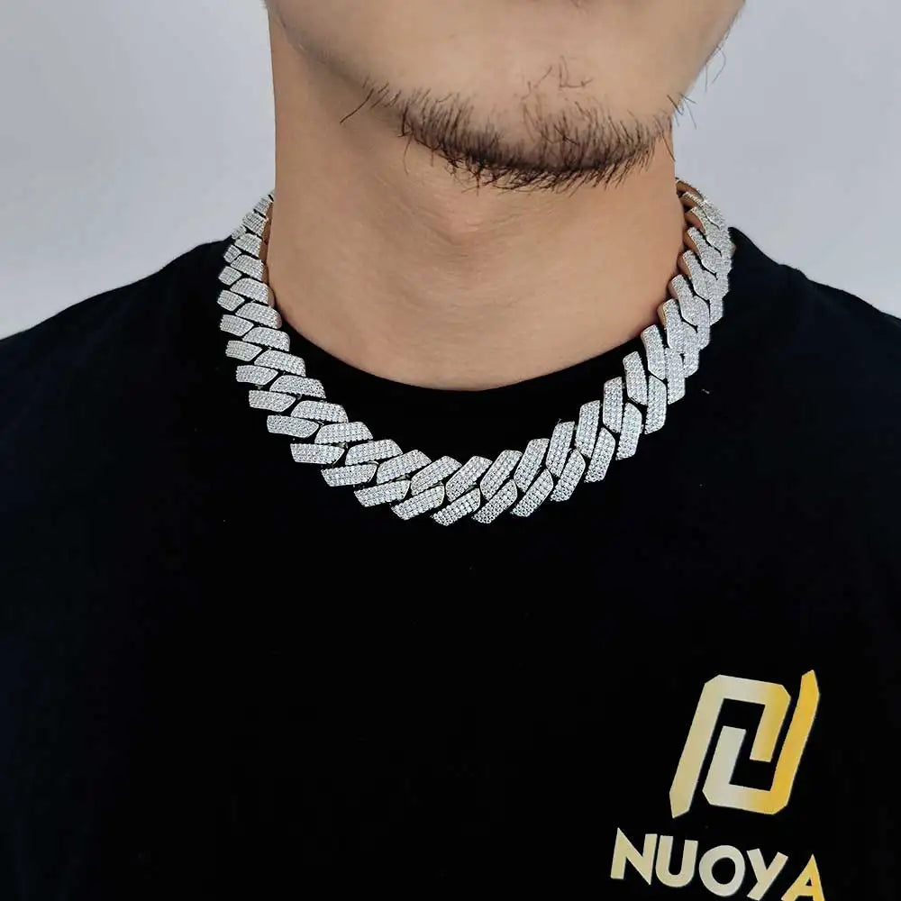 Hip Hop Jewelry 10/12/14/15/20mm CZ Cuban Link Necklace For Men Miami Bling Iced Out Prong Cuban Link Chain Party Gift