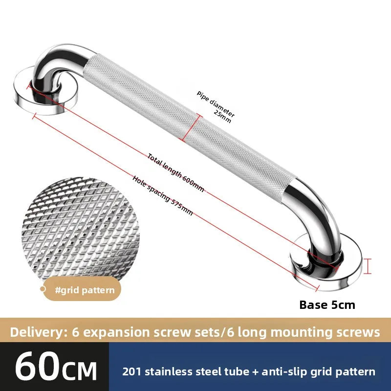 Stainless Steel Anti-Slip Grab Bar Handrail — Bathroom Safety Support Handle for Shower, Tub & Toilet | Towel Rack | 30 40 50 60cm