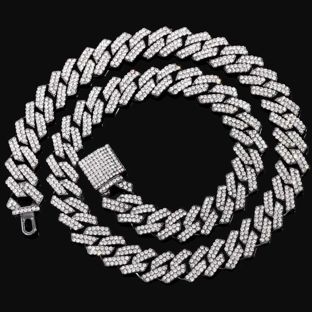 14mm Iced Out Rhombus Cuban Link Chain
