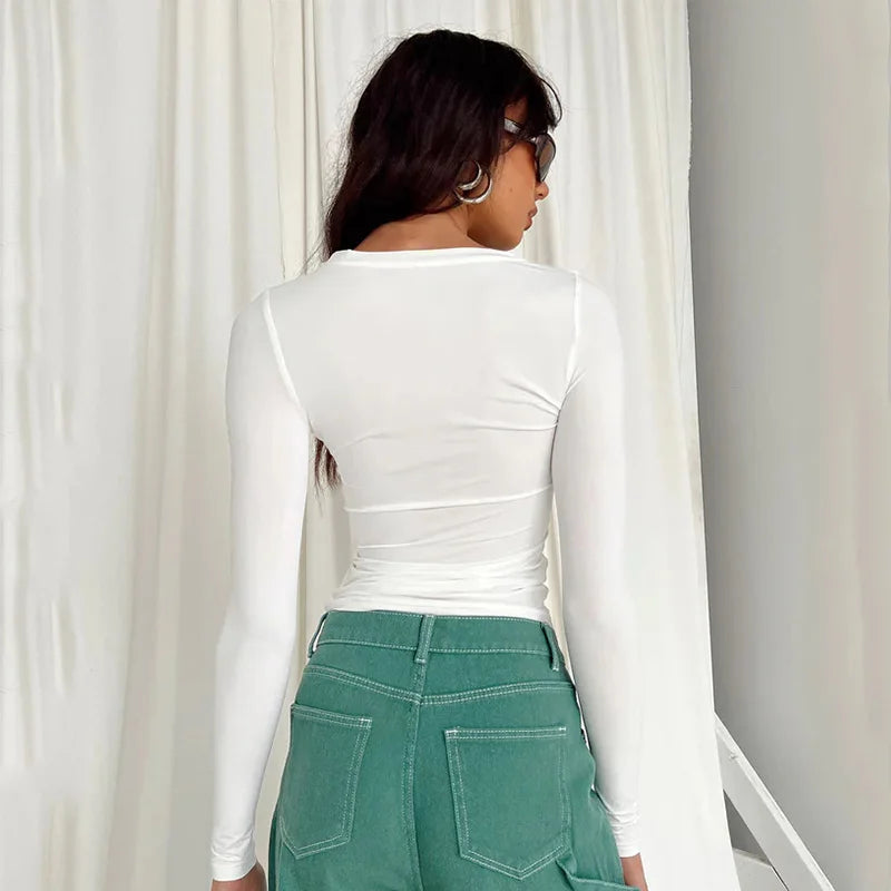 Women's Long Sleeve Slim Fit T-Shirt – Soft Stretch Casual Pullover Top