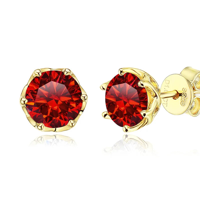 JoyceJelly 1/2/4CT D Color Moissanite Diamond Stud Earrings S925 Sterling Silver Plated 18K Gold Ear-studs Luxury Fine Jewelry