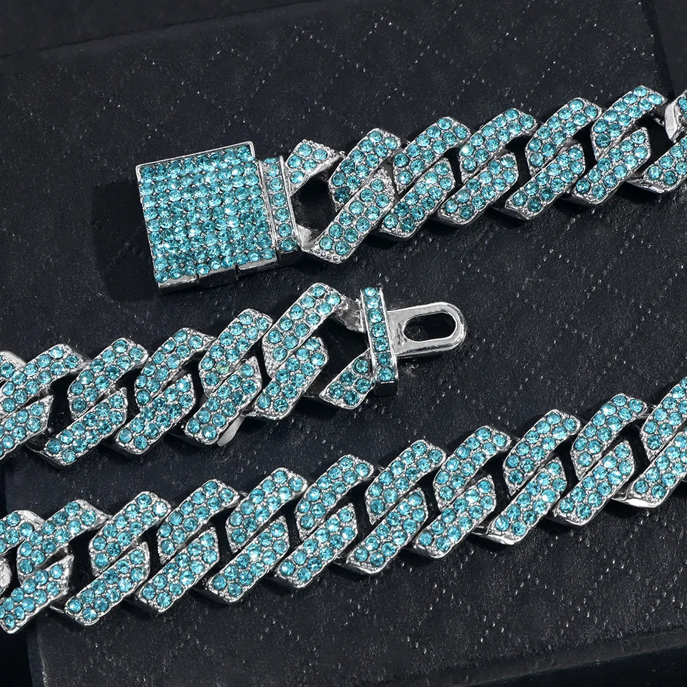 14mm Iced Out Rhombus Cuban Link Chain