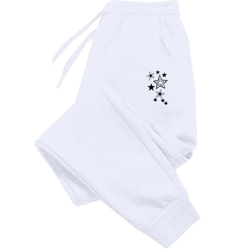 Women's Star Print Straight Leg Pants – Casual Sporty Ankle-Length Trousers