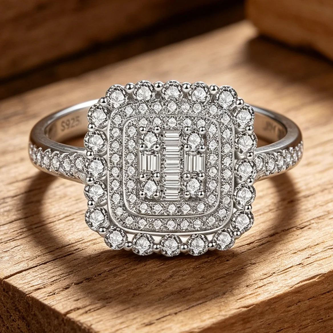 Gorgeous Moissanite Ring for Women S925 Silver Plated 18K Gold Muti Halo Diamond Luxury Wedding Party Fine Jewelry
