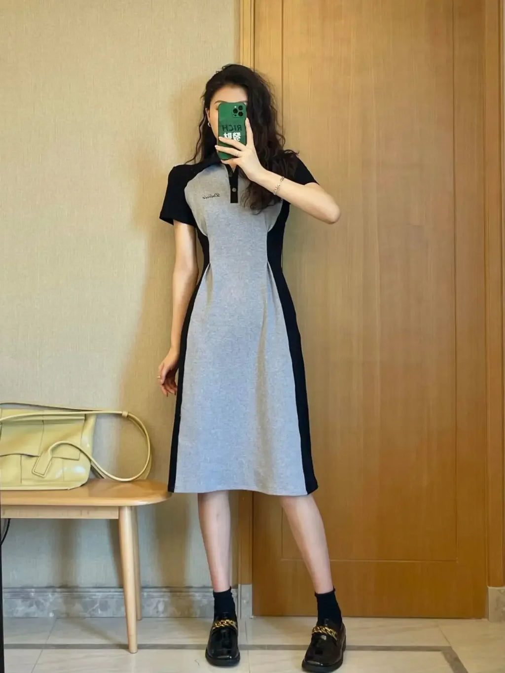 Midi Female Dresses 2025 Splicing Grey Clothing Women's Dress Short Mini Trendy Cheap Casual Offer Elegant Hot Cotton Sale Y2k