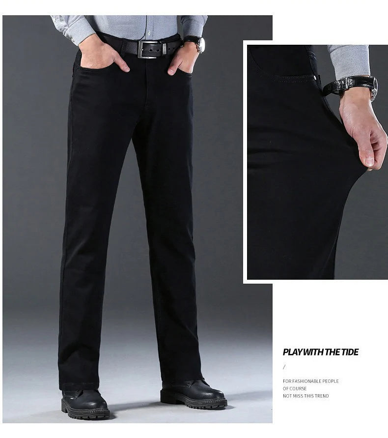 Men’s Classic Soft Stretch Black Straight-Leg Jeans