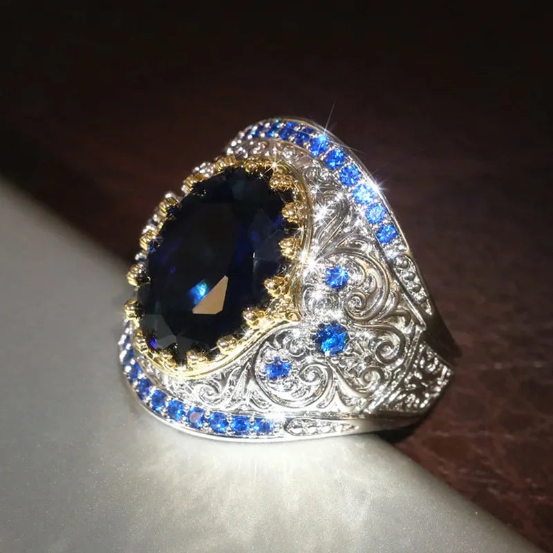 Two-Tone Water Drop Zircon Ring