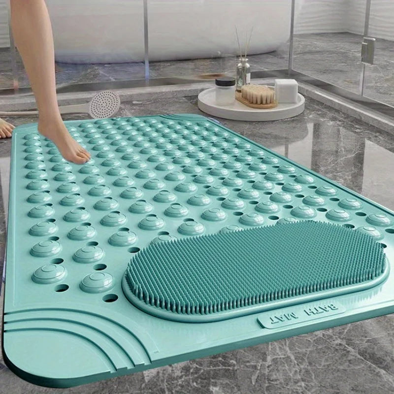 Textured PVC Shower Mat with Foot Scrubber | 36 × 69 cm