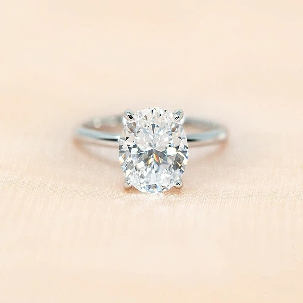 Trumium 3CT 925 Sterling Silver Engagement Rings Oval Cut Solitaire Cubic Zirconia Wedding Promise Rings for Women Fine Jewelry