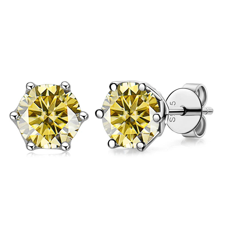 JoyceJelly VVS D Color Moissanite Stud Earrings — Russian Cut 8H8A | 925 Sterling Silver | 0.5CT–2CT | 20+ Colors