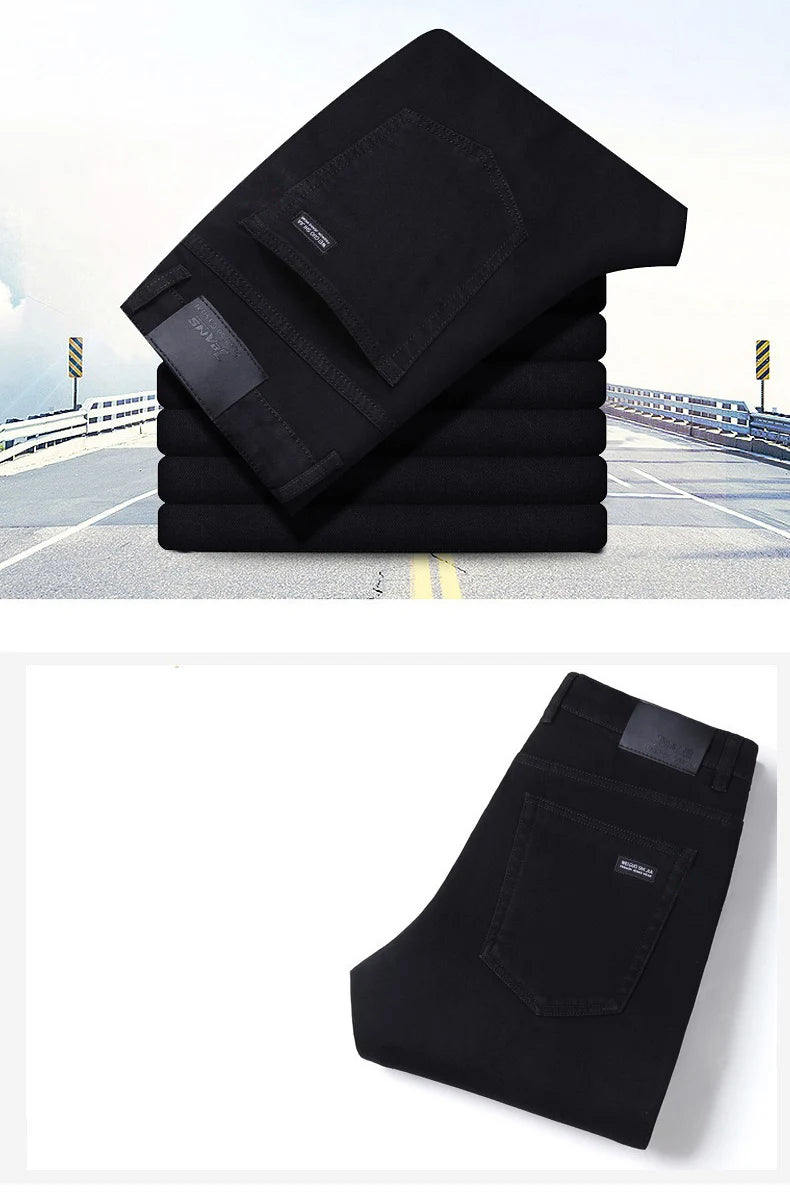 Men’s Classic Soft Stretch Black Straight-Leg Jeans