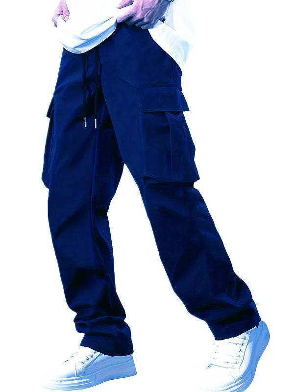2026new men's workwear pants, European and American men's loose straight casual pants, men's workwear pocket pants