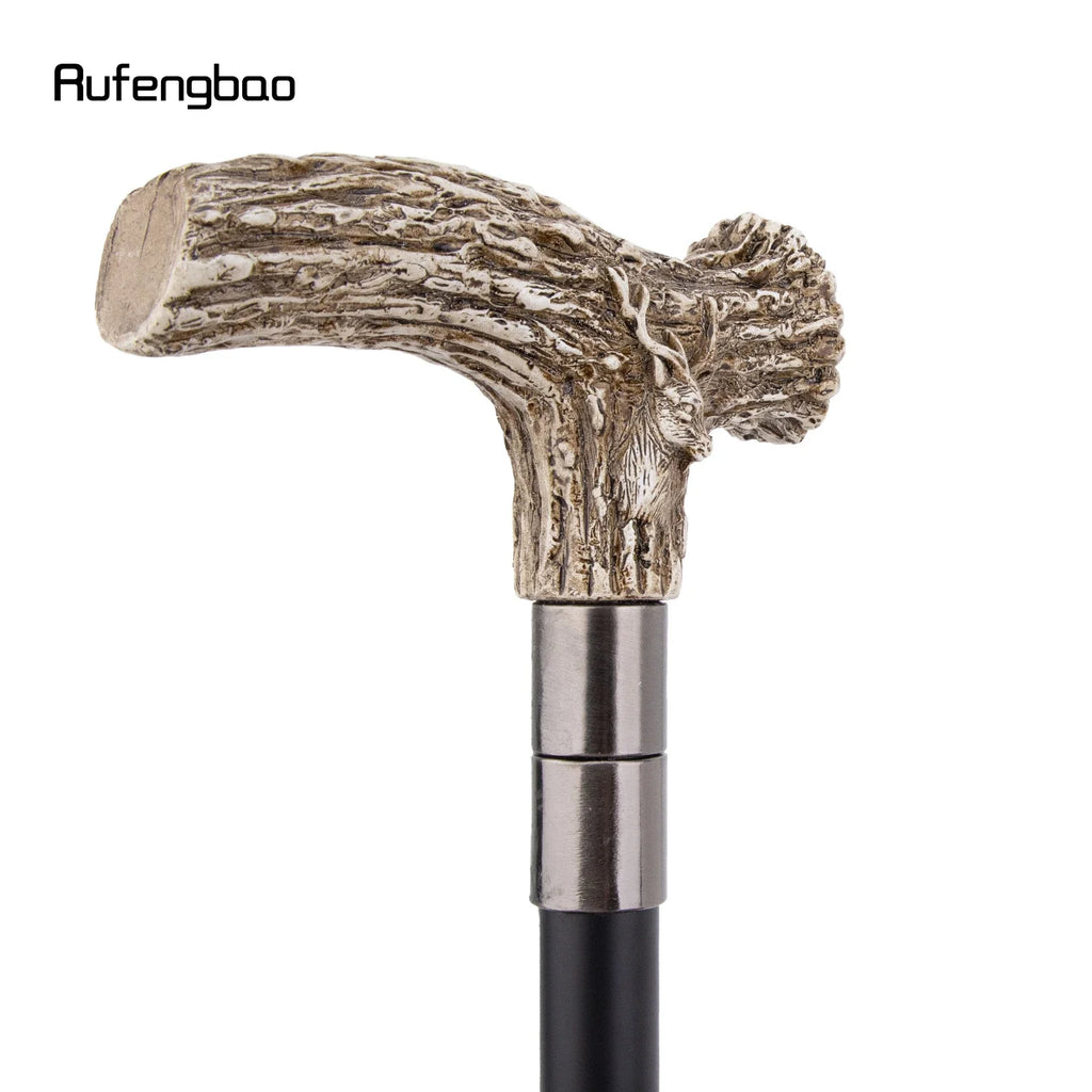 White Resin Deer Tree Root Head Walking Cane Fashion  Stick Gentleman  Cosplay Cane Knob Crosier 94cm  Performance Stage Cane