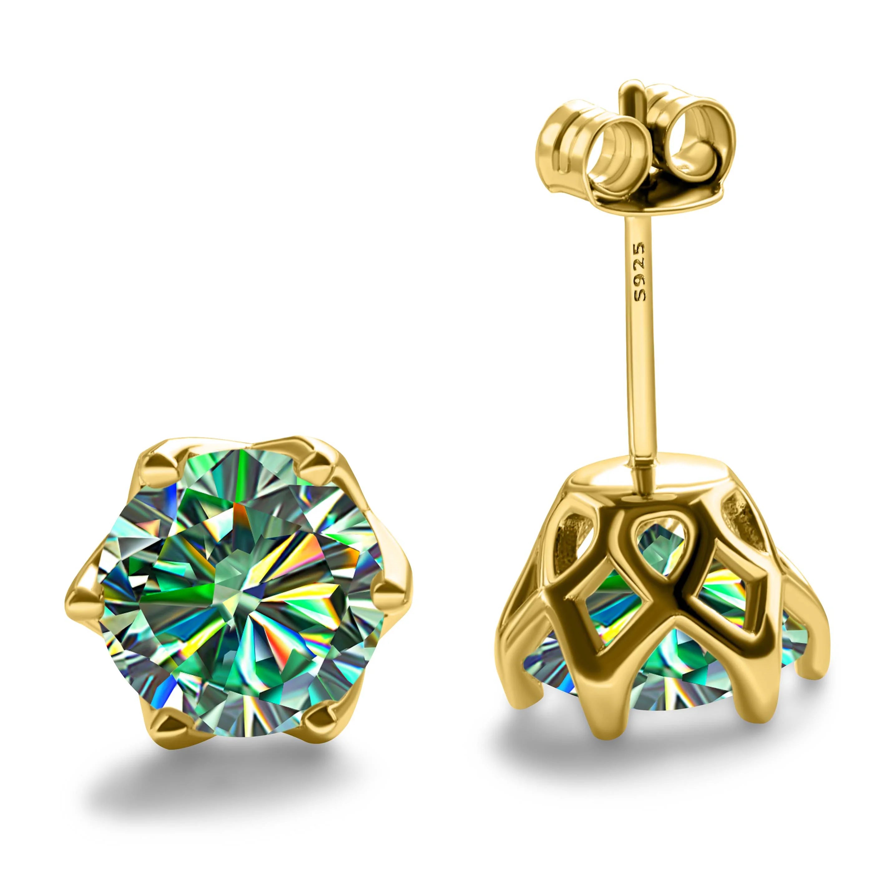 1-2 Carat D Color Moissanite Earrings For Women 100%925 Sterling Silver Ear Studs Fashionable and Brilliant