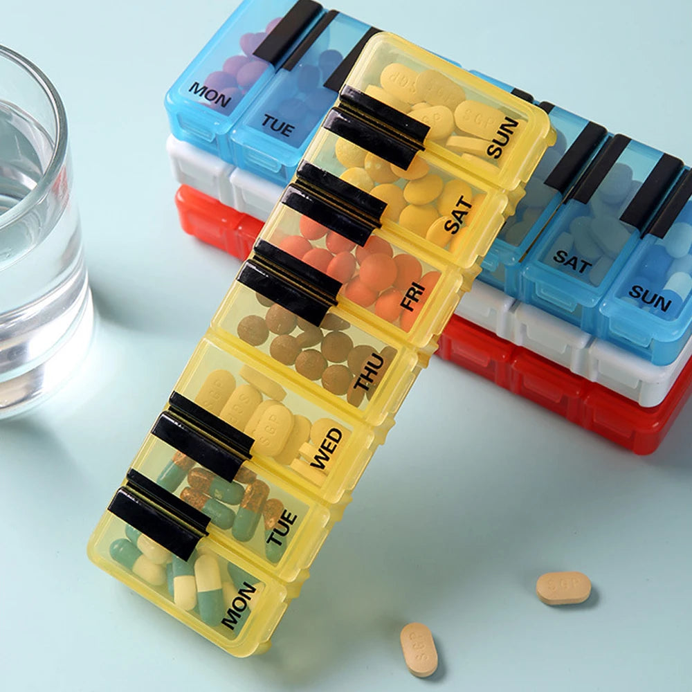 1 Pcs Pills Organizer Large, Weekly Medicine Pill Organizers, 7 Day Pills Box Cases Travel for Big Vitamin Supplements Fish Oil