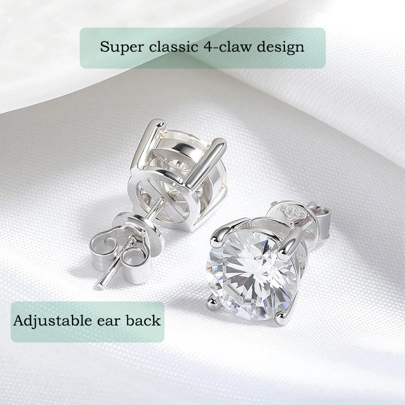 Smyoue 0.1-3CT Test Passed Moissanite Studs Earrings for Men Women S925 Silver Platinum Plated Bride Wedding Lab Diamond Studs