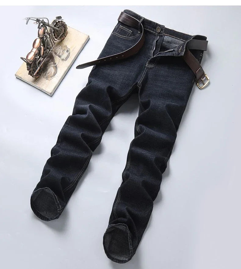 Men’s Autumn & Winter Stretch Straight-Leg Jeans, Sizes 28–40