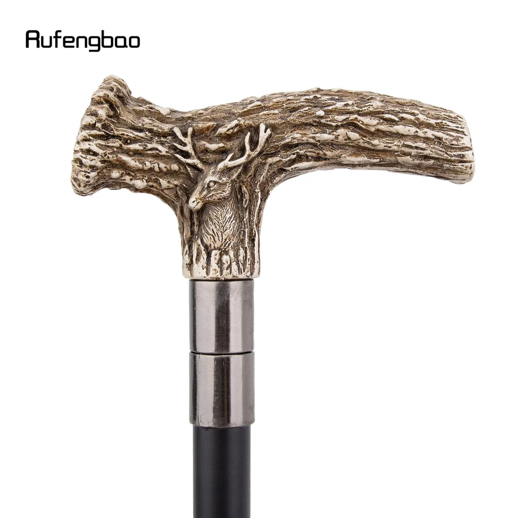 White Resin Deer Tree Root Head Walking Cane Fashion  Stick Gentleman  Cosplay Cane Knob Crosier 94cm  Performance Stage Cane