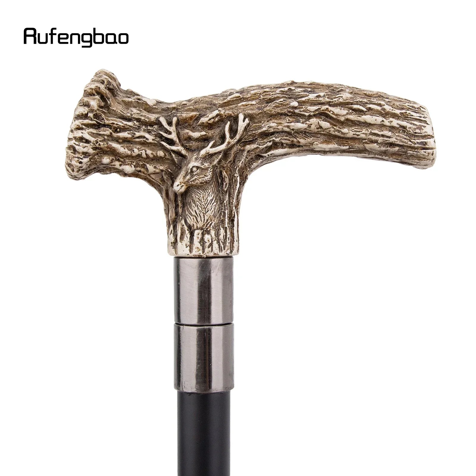 White Resin Deer Tree Root Head Walking Cane Fashion  Stick Gentleman  Cosplay Cane Knob Crosier 94cm  Performance Stage Cane