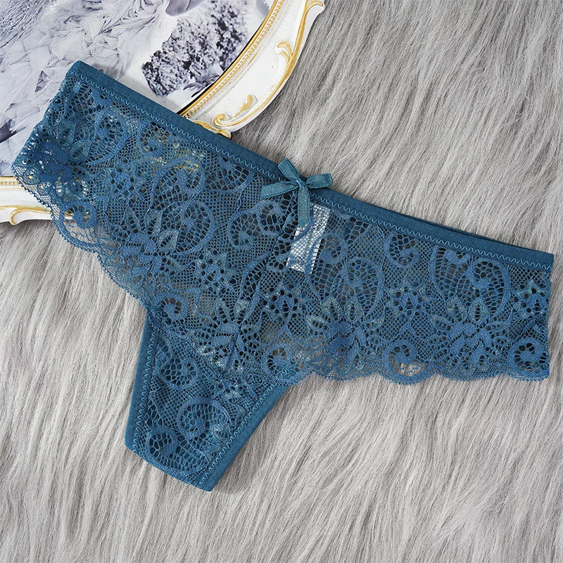 Lace Thong Panties — Brazilian Cut Low-Rise See-Through | Single or 3-Pack | S–XL